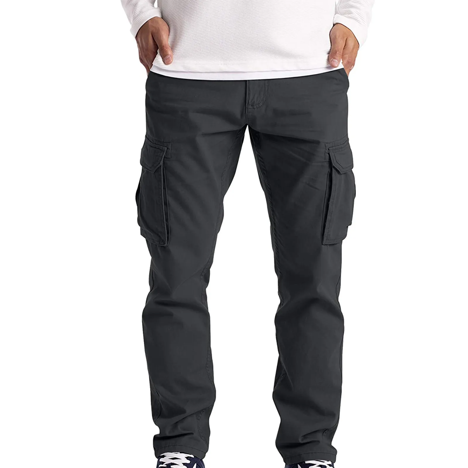 Vyriškos Kelnės Solid Color Multi Pocket Krovinių Kelnės 2021 M. Vasaros Atsitiktinis Vyras Hip-Hop Jogger Kelnės Mados Streetwear Dugnas 4