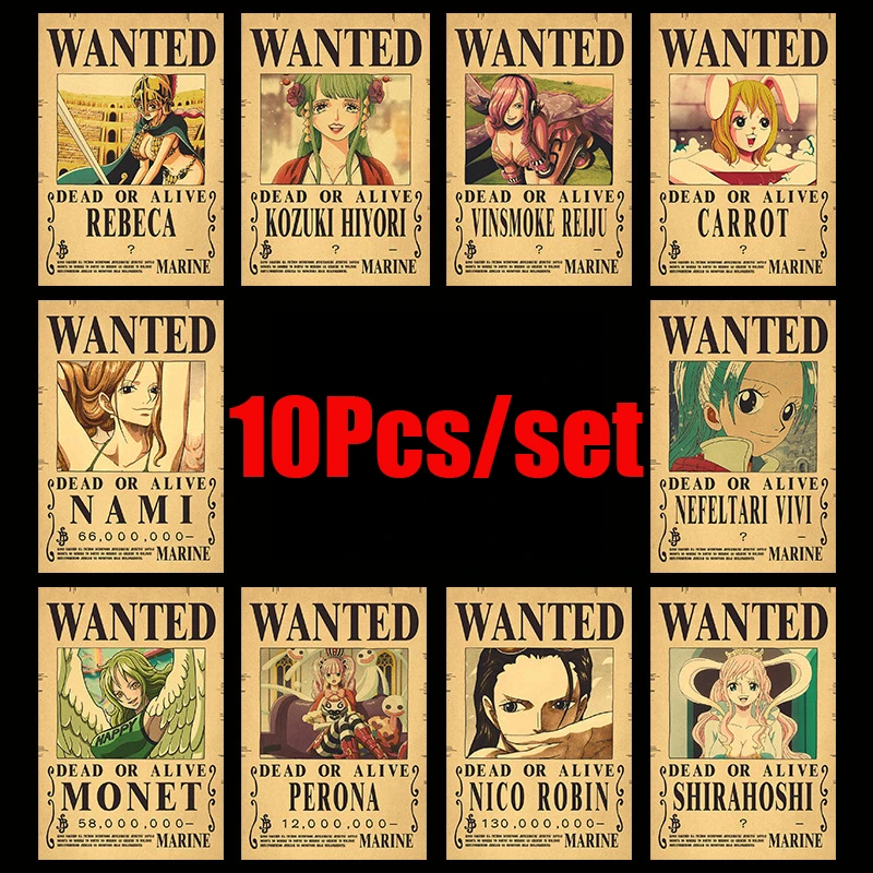 10vnt/set Anime One Piece Senovinių Plakatų Vaikų Kambario Gyvenimo Sienų Apdailai Karikatūros Piratų Norėjo Paveikslų Žaislai, Lipdukai 1