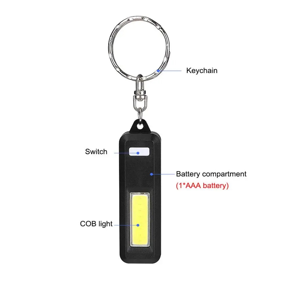 MINI COB LED Lauko laipiojimo kuprinė Keychain Žibintuvėlis Su 3 Reguliuojamas Ryškumas Režimai (be baterijos) avarinė šviesos 2