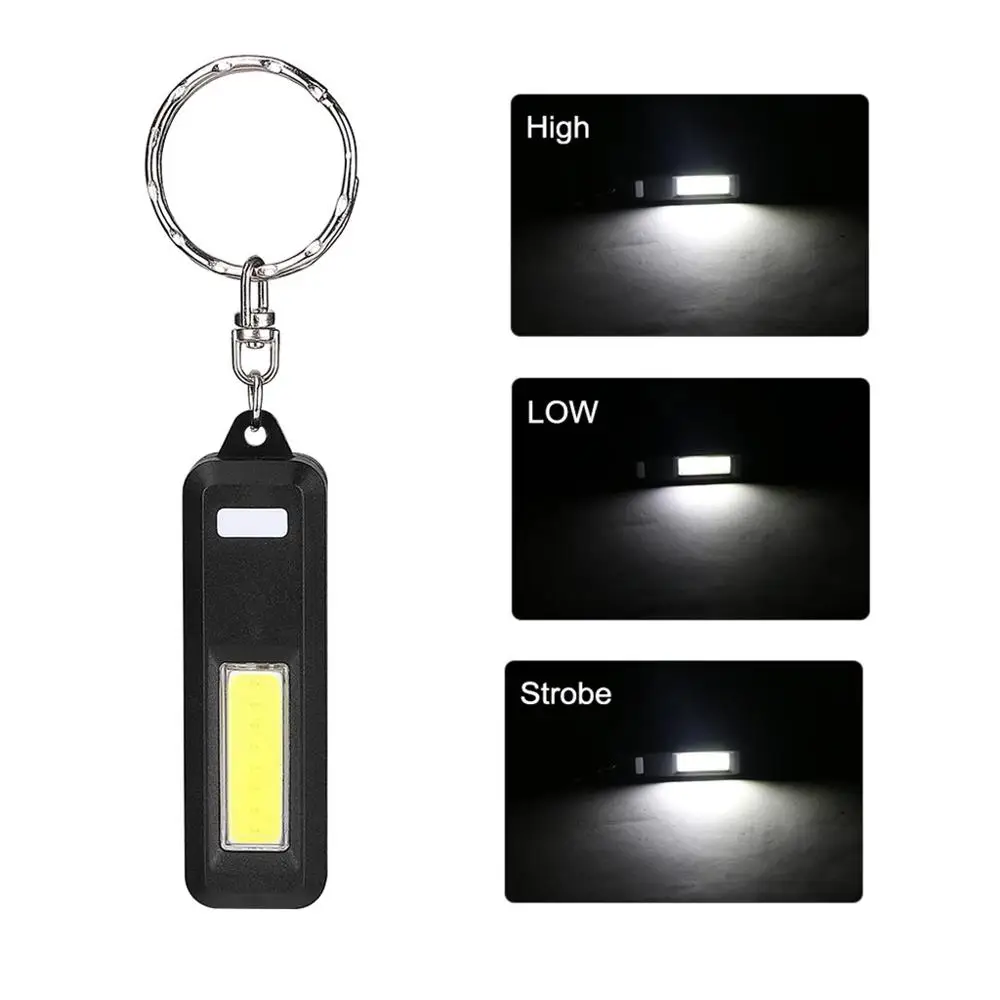 MINI COB LED Lauko laipiojimo kuprinė Keychain Žibintuvėlis Su 3 Reguliuojamas Ryškumas Režimai (be baterijos) avarinė šviesos 4