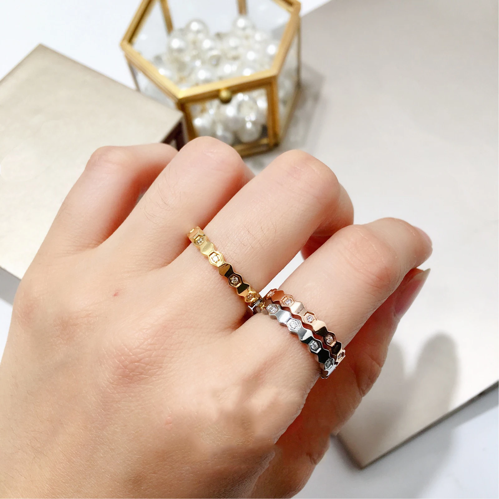 2019 Nauja siunta 925 sterlingas sidabro Korio inkrustacijos akmens moterų žiedas nustatyti ratą rose aukso žiedas deimantas žiedai moterims 0