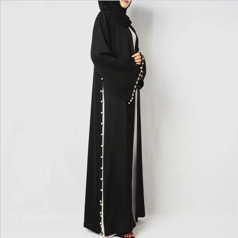 Skraiste Musulmane Femme Moterims Abaja Pakistano Islamo Suknelės Juoda Moslim Jurken Ilgas Rankovėmis Boubou Marocain Saudo Arabija Jalaba 3