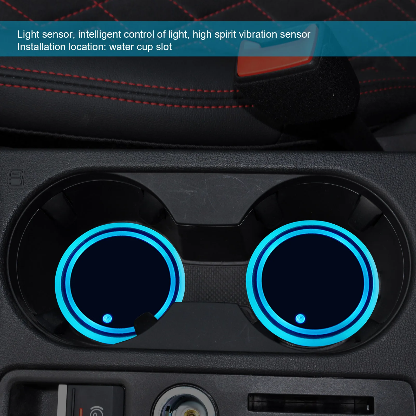 Universalus LED Automobilio Puodelio Laikiklį, RGB Šviesos Kilimėlis Trinkelėmis Gerti Miestelyje Vidaus Apdaila, Automobilių Taurė Mygtukai LED Automobilių Atmosfera Šviesos 0
