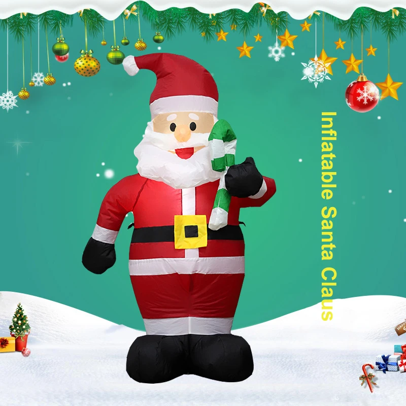 Pripučiamų Kalėdų Lauko Apšviesta, Kieme Dekoro Santa Claus Su Candy Cane 1,2 m Aukščio HG99 5