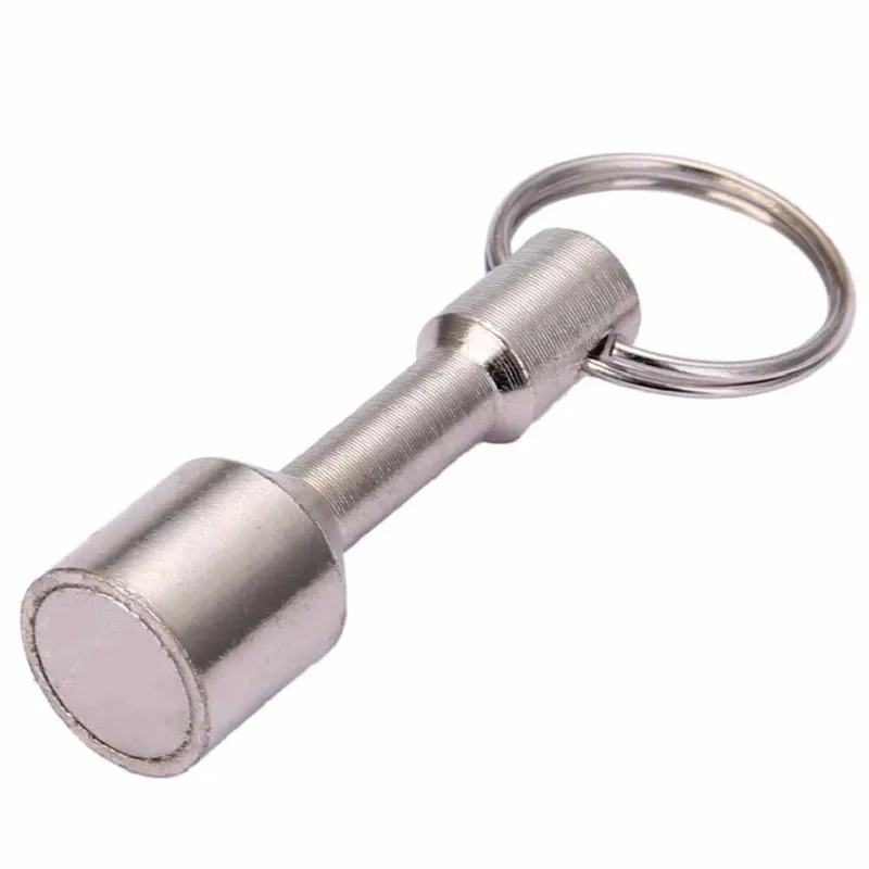 Sidabro Spalvos Bandymo Super Stiprus Metalo Magnetas Patikrinti Keychain Split Ring Kišenėje Paketų Prižiūrėtojų Raktinę Kabinti Turėtojas Nešiojamų Lauko Priemonė 1