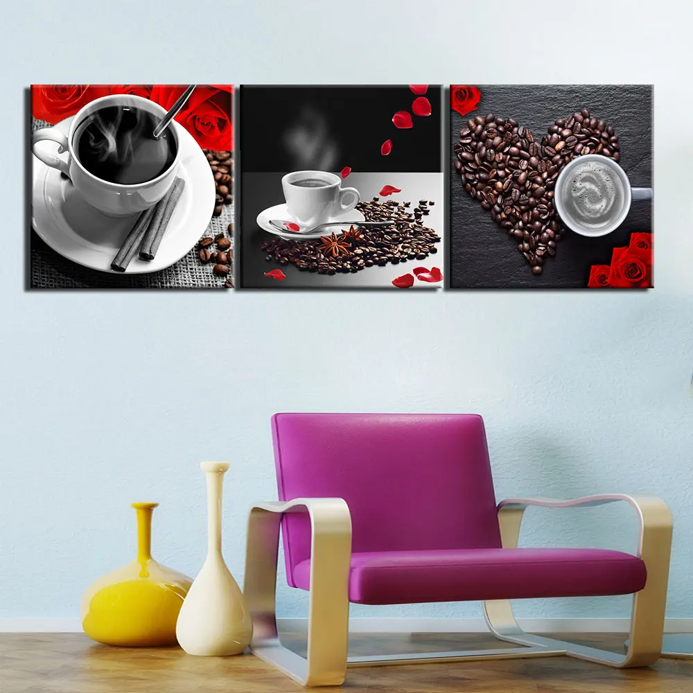 Šiuolaikinės atspausdinta drobė, tapyba Nuotraukos sienos abstrakčiai kavos Menas sienos nuotraukas kambarį plakatų ir grafikos meno landcape 0
