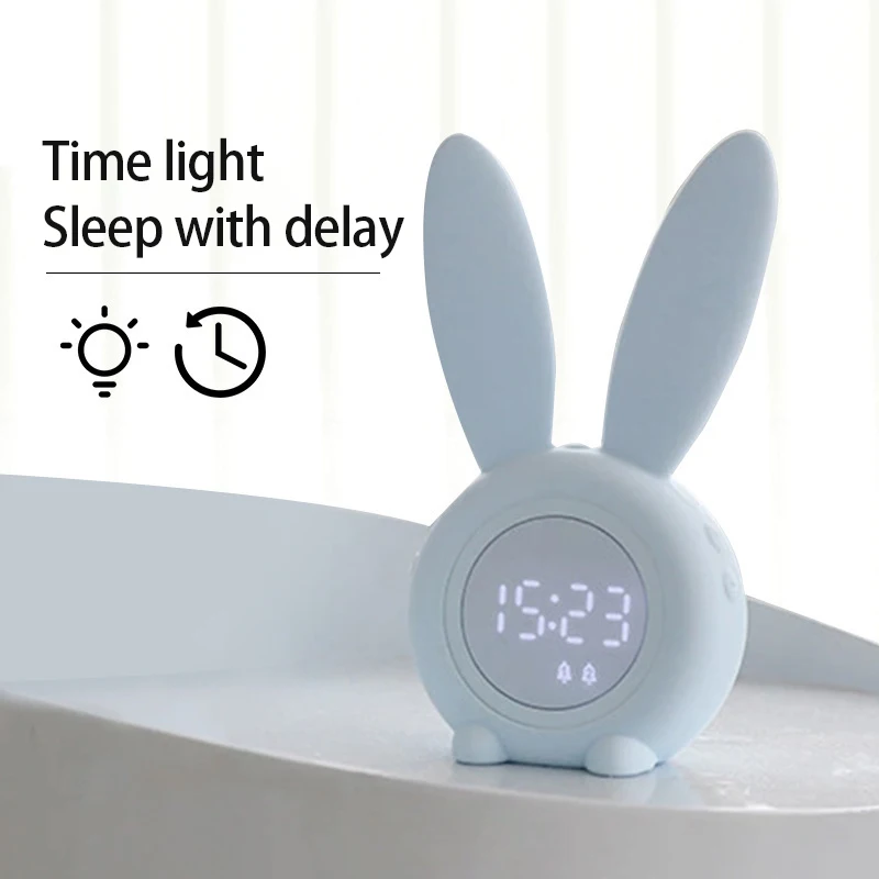 2021 Naujas Cute Bunny Ausies LED Skaitmeninis Laikrodis-Žadintuvas Elektroninių USB Garso Valdymo Triušis Naktį Lempos, Stalo Laikrodis Namų Puošybai 0