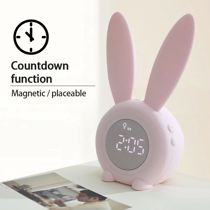 2021 Naujas Cute Bunny Ausies LED Skaitmeninis Laikrodis-Žadintuvas Elektroninių USB Garso Valdymo Triušis Naktį Lempos, Stalo Laikrodis Namų Puošybai 1