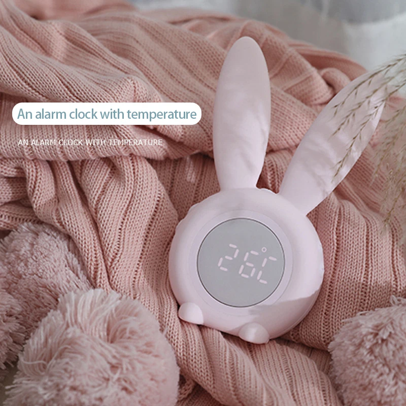 2021 Naujas Cute Bunny Ausies LED Skaitmeninis Laikrodis-Žadintuvas Elektroninių USB Garso Valdymo Triušis Naktį Lempos, Stalo Laikrodis Namų Puošybai 2