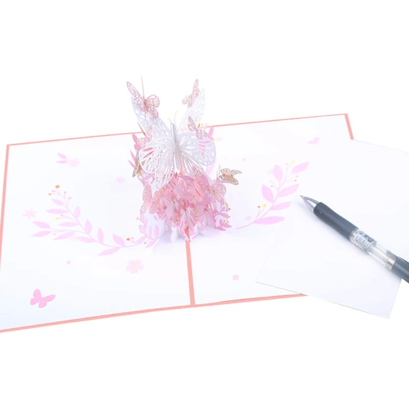 3D Pop-Up Drugelis Gėlių Krepšelis Sveikinimo Kortelė Gimtadienio dieną, Motinos Dieną Šalies M17D 2