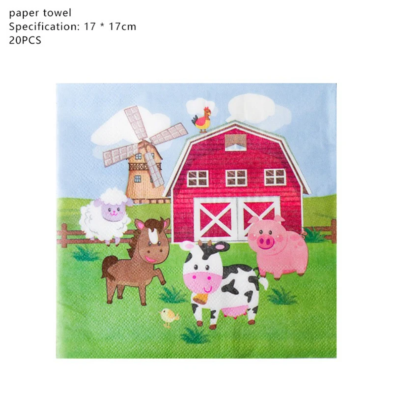 Gyvūnų Ūkyje Modelio Tema, Pokylių, Vaikų Gimtadienio Vienkartiniai Popieriaus Plokštė Taurės Staltiesė Vimpelas Apdailos Reikmenys 2