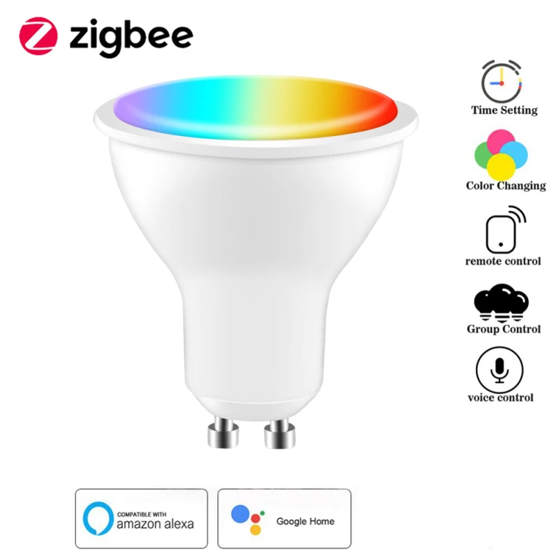 Zigbee GU10 LED Lempos, RGB 4W RGBW RGBWW Dėmės RGB Šviesos Lempos Bombillas 16million Spalvos Su Alexa Echo 