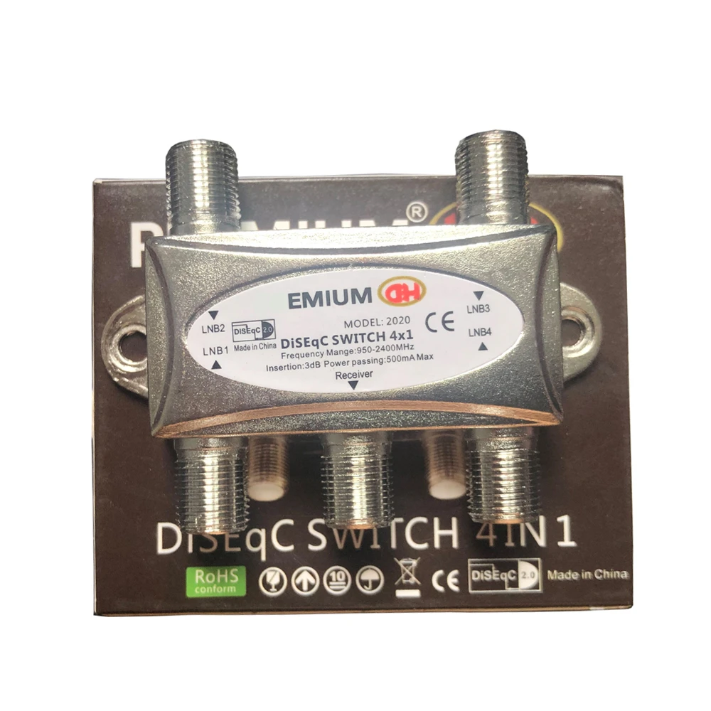 Palydovinės DiSEqc Switch 4 1. uosto geriausią signalo Multi-Switch Splitter diseqc 2.0 LNB patiekalas antena tv box Imtuvas sks 3
