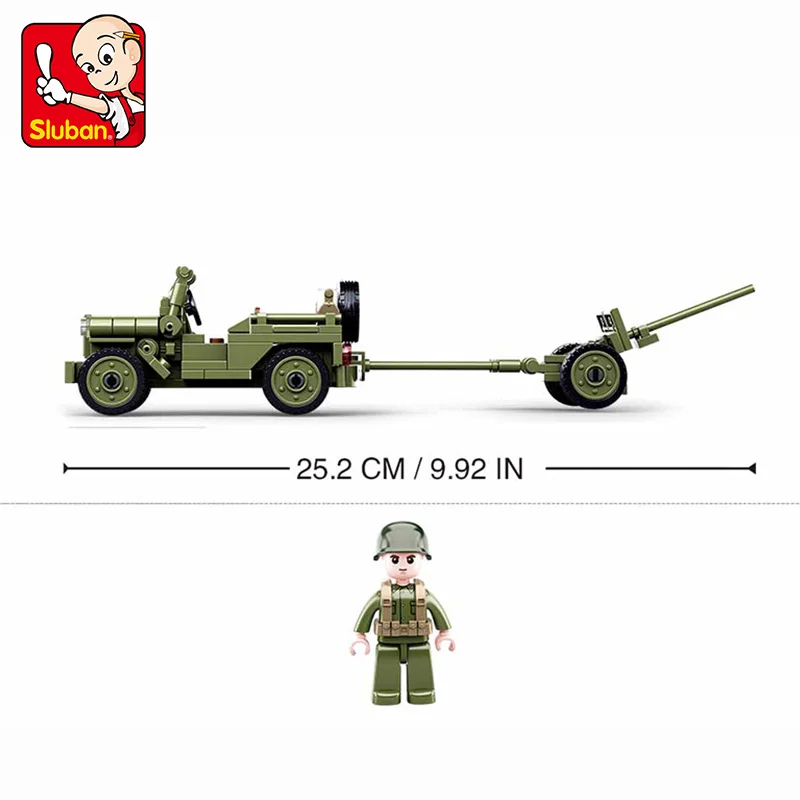 Sluban II Pasaulinio Karo Normandijoje Iškrovimo Mūšis Willis Jeep modelis statyba blokai, Surenkamos plytų Kariniai žaislai vaikams Dovanų 2