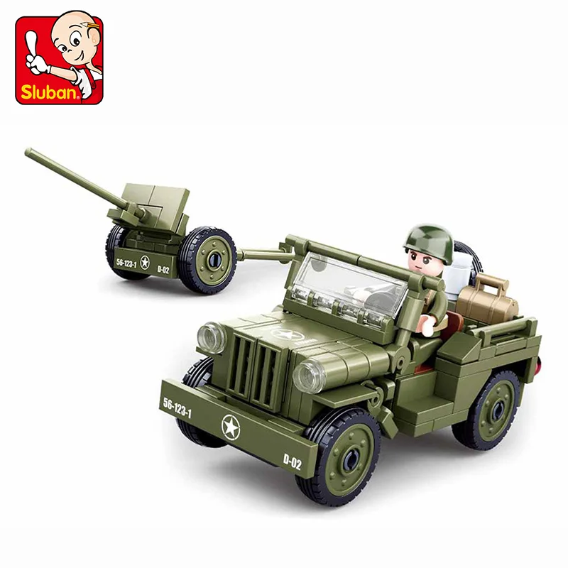 Sluban II Pasaulinio Karo Normandijoje Iškrovimo Mūšis Willis Jeep modelis statyba blokai, Surenkamos plytų Kariniai žaislai vaikams Dovanų 3