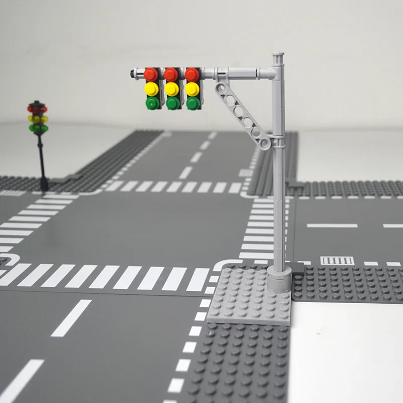Miesto Kelių, Gatvių eismo žibintai LED šviesos Pagrindo Plokštė Blokų Pagrindo mini modelio miestas signalas žibintų Suderinama Visų Markių 5