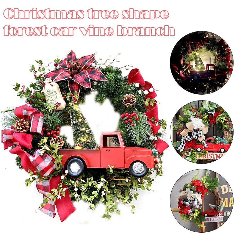 Aukštos Raudona Sunkvežimių Kalėdų Vainikas Kalėdų Raudona sunkvežimių Atostogų Pinecone Vainikas Languotas Vainikas Kalėdų Vainikas LG66 2