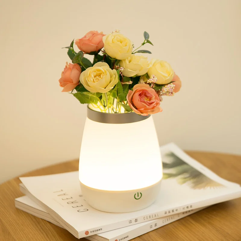 LED Vaza Naktį Šviesos Trijų lygių Tamsos Gali Augti Gėlės USB Liesti jutiklis Miegamojo Lovos Dekoratyvinis Stalo Lempa Vaikų Dovanų 2