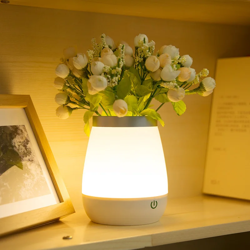 LED Vaza Naktį Šviesos Trijų lygių Tamsos Gali Augti Gėlės USB Liesti jutiklis Miegamojo Lovos Dekoratyvinis Stalo Lempa Vaikų Dovanų 4