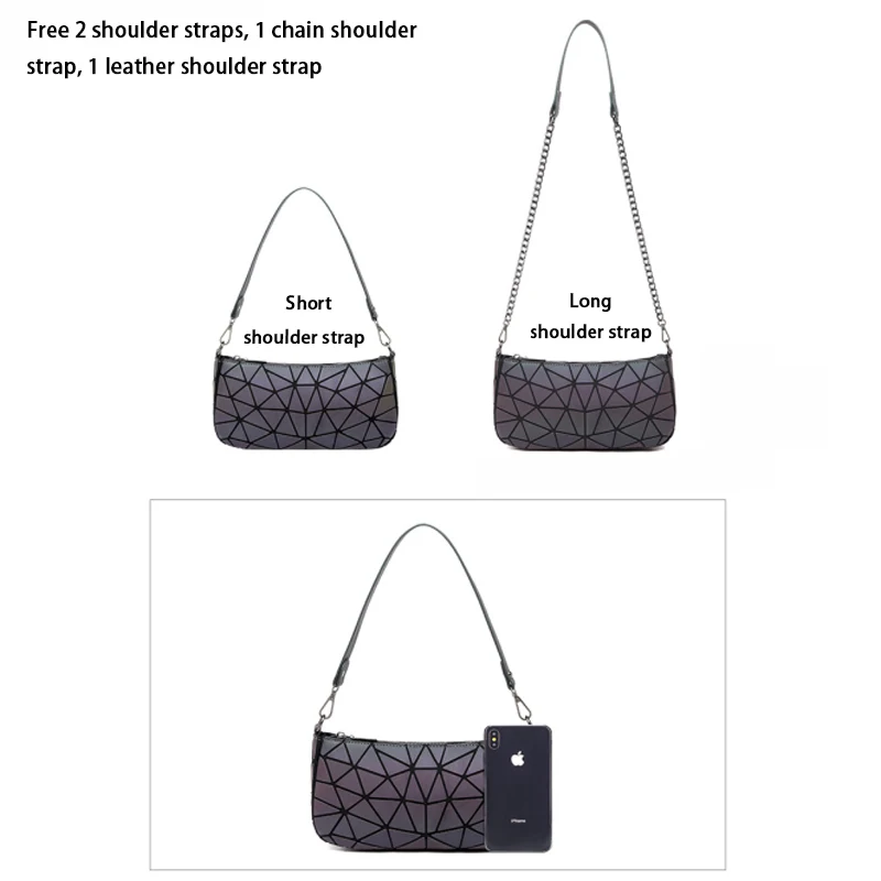 Moterų Šviesos Grandinės Maišo Kietojo Holografinis Geometrinis maišelį Moterų Crossbody Bag Rankinė Mergina Oda Dizaineris Pečių Krepšiai 3