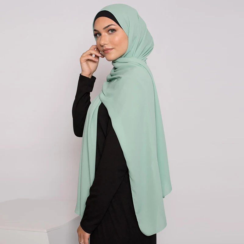 JTVOVO 2021 Naujas Vasaros Musulmonų Grynos Spalvos Šifono Kvėpuojantis Hijab Dubajus Indijos Islamo Turbaną skara Skara Skarelė Foulard Femme 5