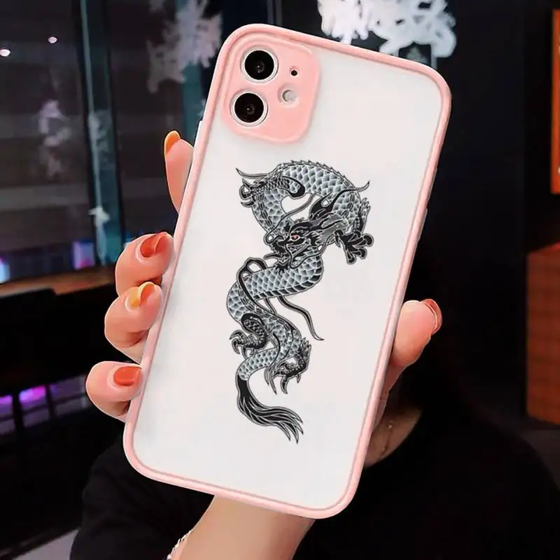 Prabanga dragon Kietas Telefono dėklas Skirtas iPhone 12 11 Mini Pro XR XS Max 7 8 Plus X Matinis skaidrus, Rožinės spalvos Galinį Dangtelį 3