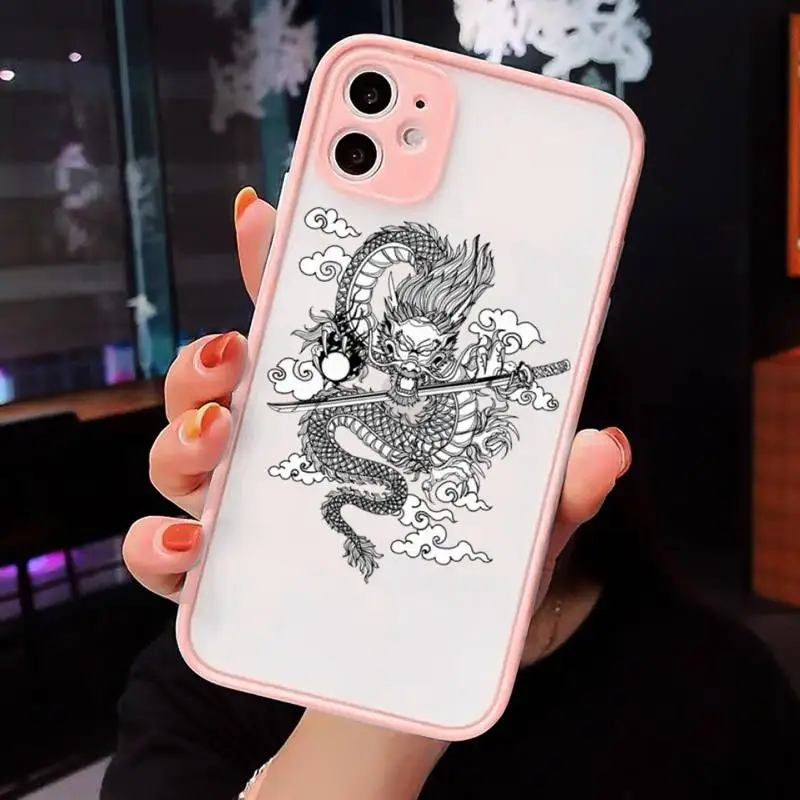Prabanga dragon Kietas Telefono dėklas Skirtas iPhone 12 11 Mini Pro XR XS Max 7 8 Plus X Matinis skaidrus, Rožinės spalvos Galinį Dangtelį 5