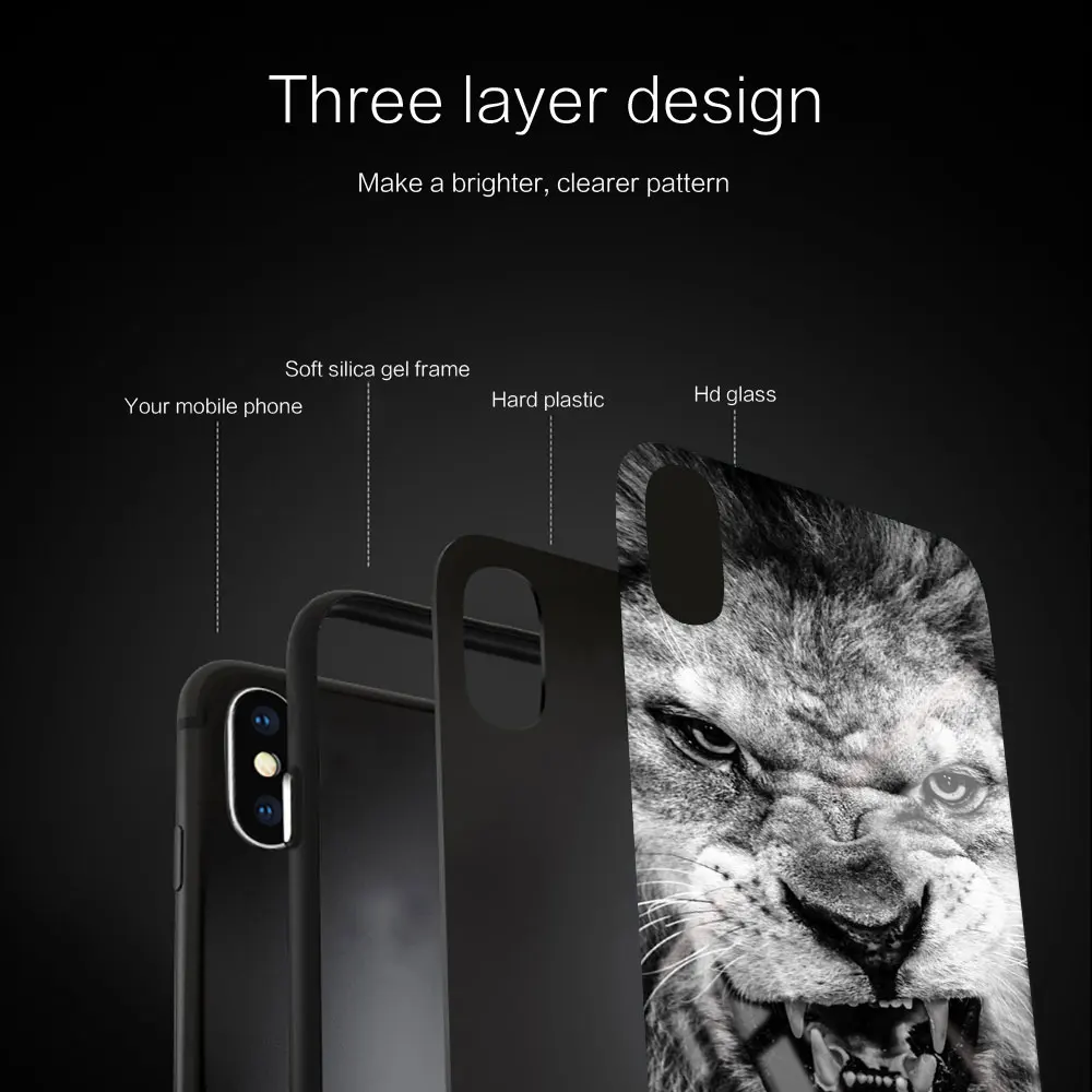 Black lion su karūna Minkšta Stiklo, Silikono Atveju iPhone 12 11 Pro X XS Max XR 8 7 6 Plus SE 2020 M S Mini Balck Dangtis 5