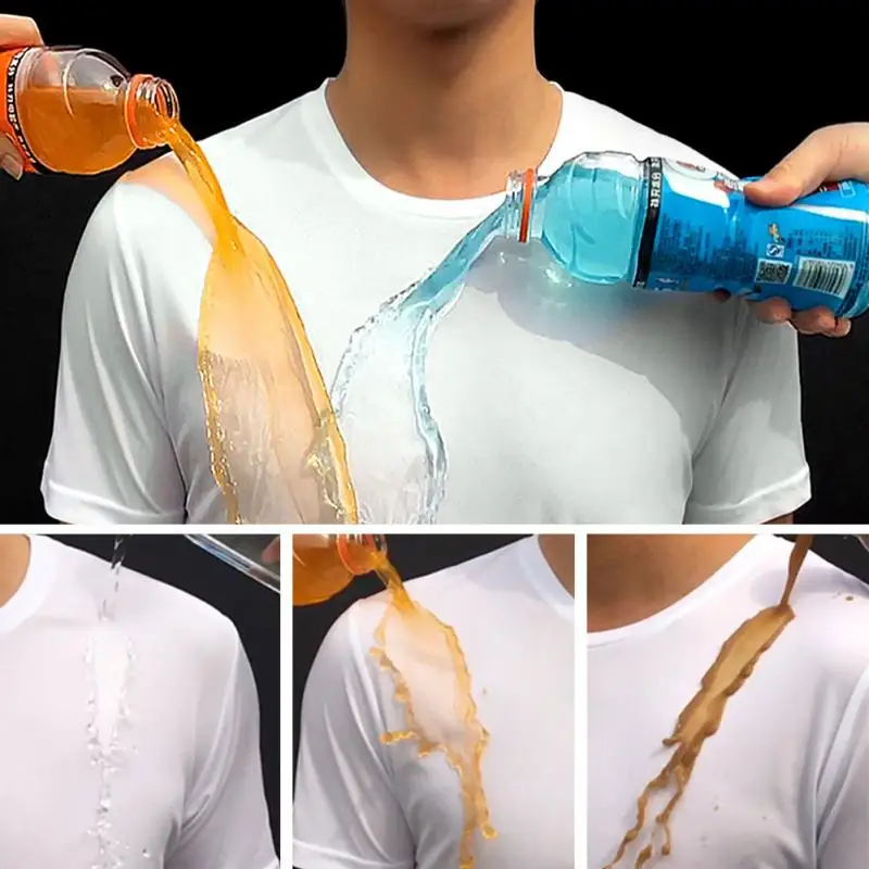 Kūrybos Hidrofobinės Stainproof Kvėpuojantis marškinėliai Quick Dry Top Trumpas Rankovės Pėsčiųjų marškinėliai Anti-Purvinas Vandeniui Vyrų Marškinėliai 5