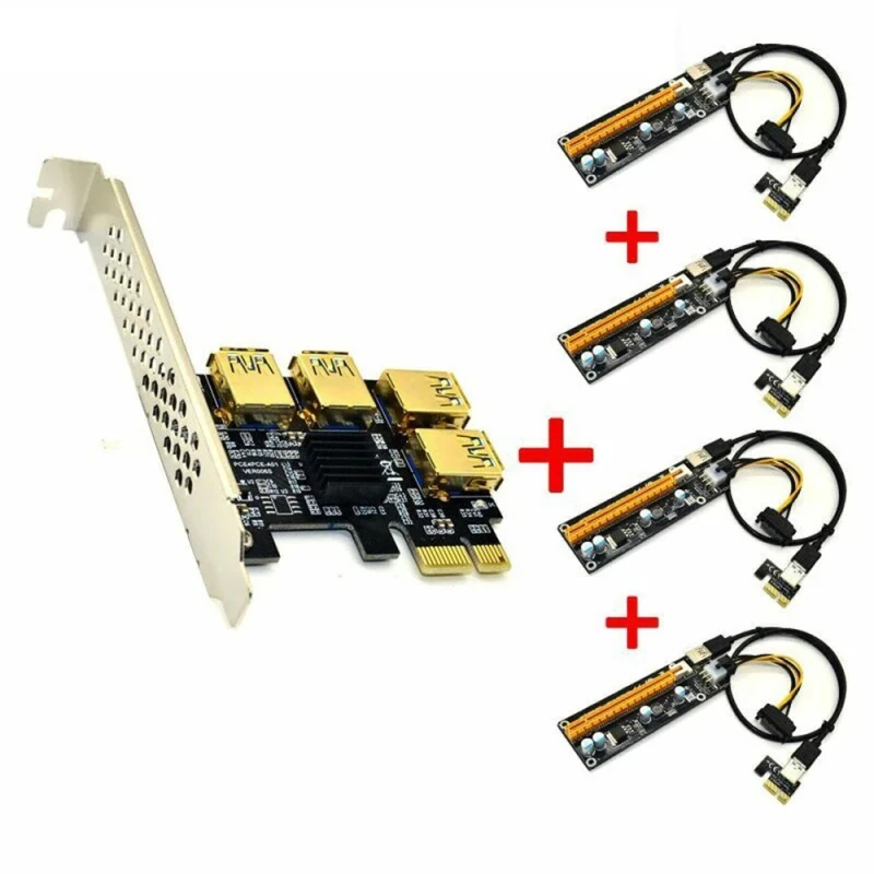Naujausias Stove USB 3.0 PCI-E Express 1x Iki 16x Riser Card Adapter PCIE 1 Iki 4 Lizdas PCIe Port Multiplier Kortelę Už BTC Miner Kasyba 4