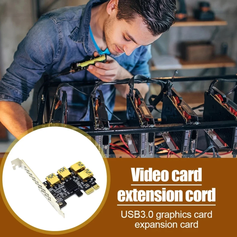 Naujausias Stove USB 3.0 PCI-E Express 1x Iki 16x Riser Card Adapter PCIE 1 Iki 4 Lizdas PCIe Port Multiplier Kortelę Už BTC Miner Kasyba 5