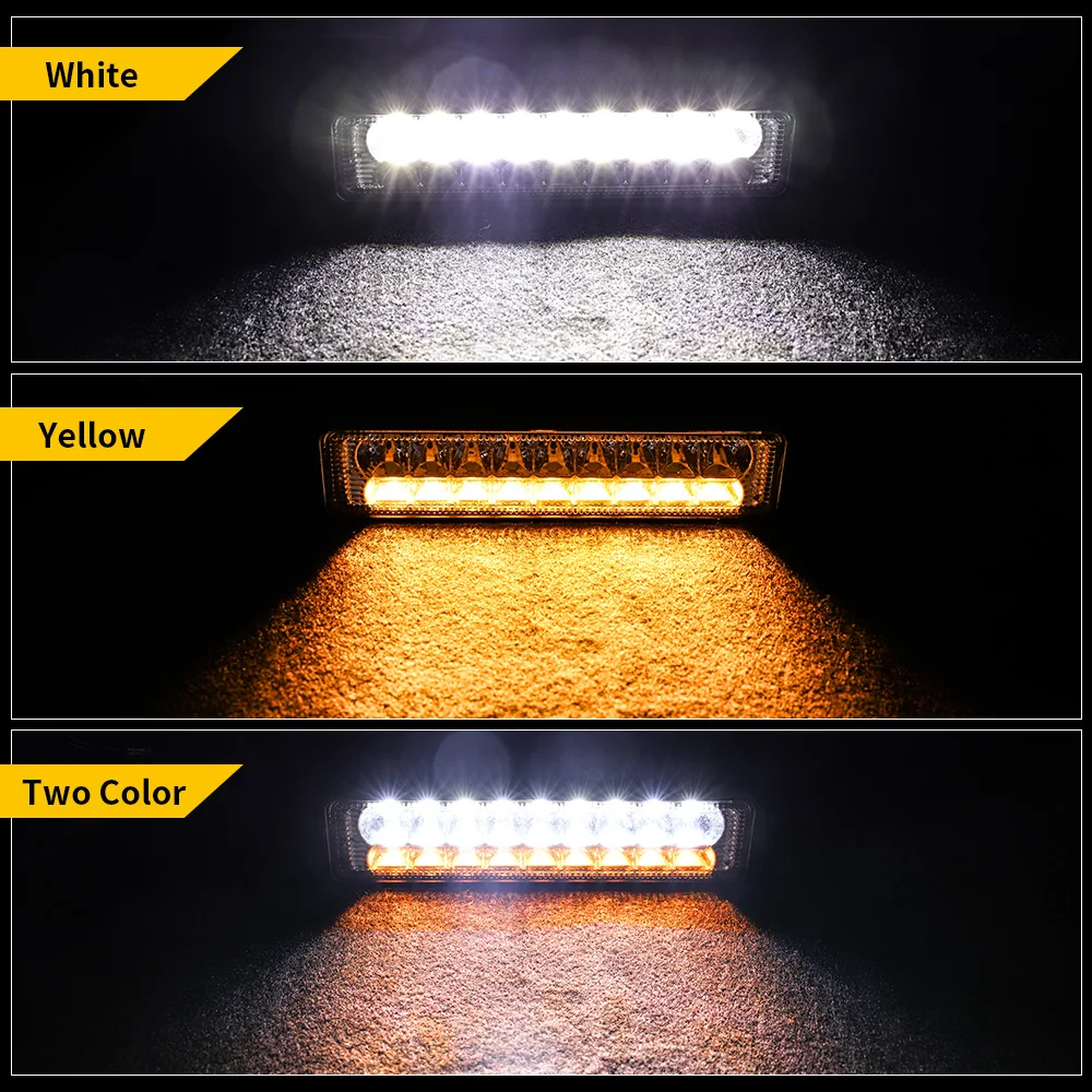 Itin Šviesus 6 Colių 54W Balta + Geltona LED Darbo Šviesos Juosta atspari Vandeniui Priešrūkinis Žibintas Vairavimo Offroad Valtis Automobilių, Traktorių, Sunkvežimių VISUREIGIS 5