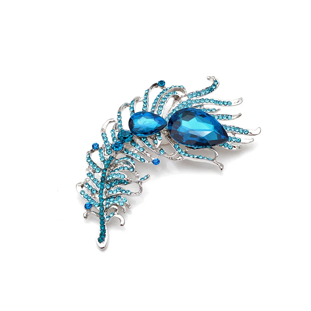 CINDY XIANG didelių kristalų plunksnų sages moterims ežero mėlynos spalvos kailis sagė pin vestuvių papuošalai, šaliai, aksesuarai dovanos 2