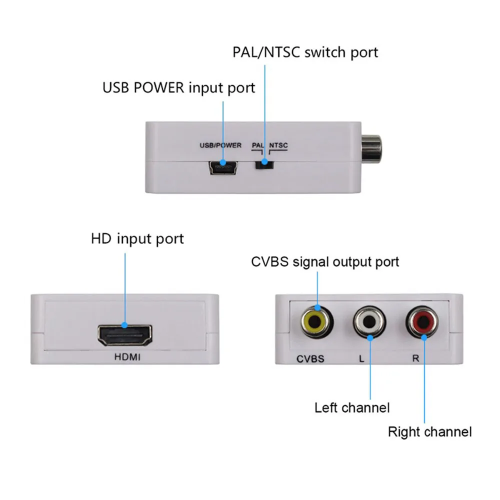 1080P HD Mini RCA AV Composite Adapteris Keitiklis, Garso ir Vaizdo Kabelis CVBS AV Adapteris Konverteris HD TV su USB Laidu 0