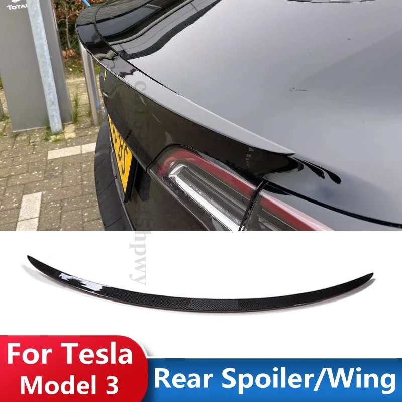 Už Tesla Model 3 2017 2018 2019 2020 2021 Kamieno Spoileris, Galinis skirta Tuning Lūpų Anglies Pluošto ABS Sparnas Galinis Aptakas 5