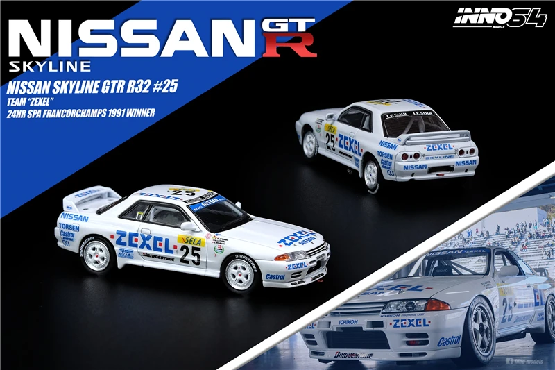 INNO64 1:64 NISSAN SKYLINE GTR R32 ZEXEL #25 24 val Spa Francorchamps 1991 Nugalėtojas Inno modelis Diecast Modelio Automobilių 1