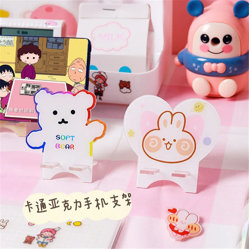 Naujas Mielas Telefono Turėtojas Animacinių Filmų Mini Korėjos Bear Rabbit Akrilo Stovas Laikiklis Mobiliojo Telefono Stovas, 