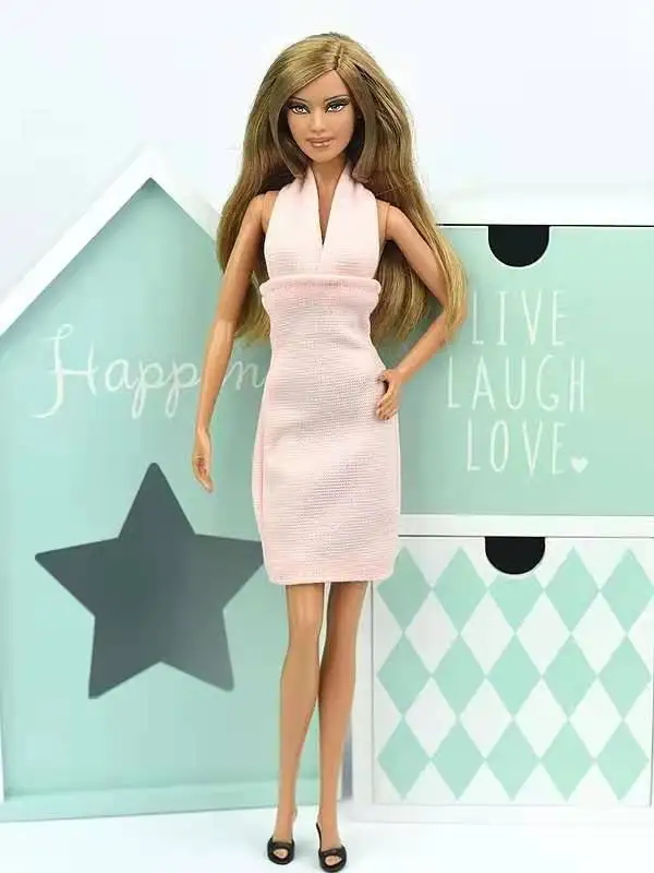 Šviesiai Rausvos Šalis Suknelė Lėlės Suknelė Barbie Drabužių Mados Vakarą Vestido Užsakymą 1/6 BJD Lėlės Aksesuaras Vaikai Cosplay Žaislą Dovanų 0