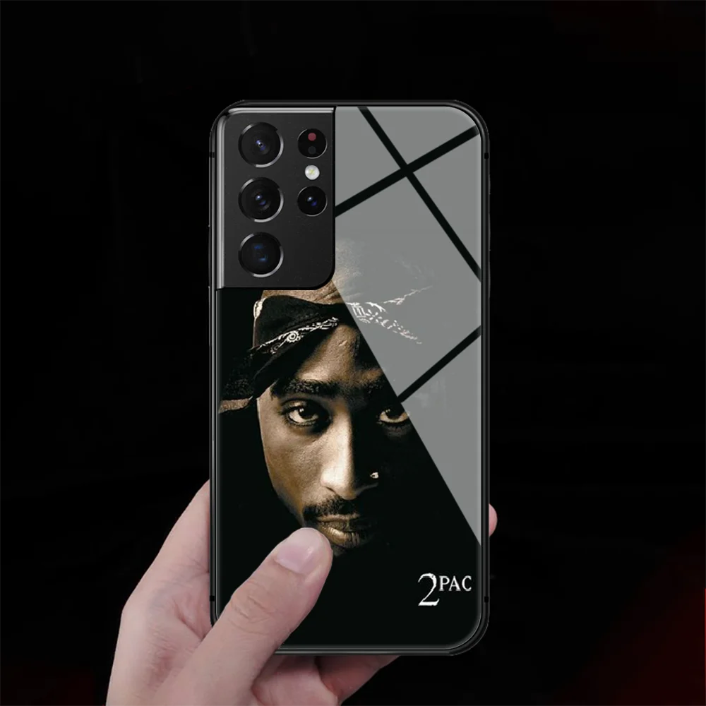 Tupac reperis 2pac Grūdintas Stiklas Telefono Padengti Samsung Galaxy S Pastaba 8 9 10 20 21 E FE Plius Uitra Shell Premjero Tpu Juoda 3