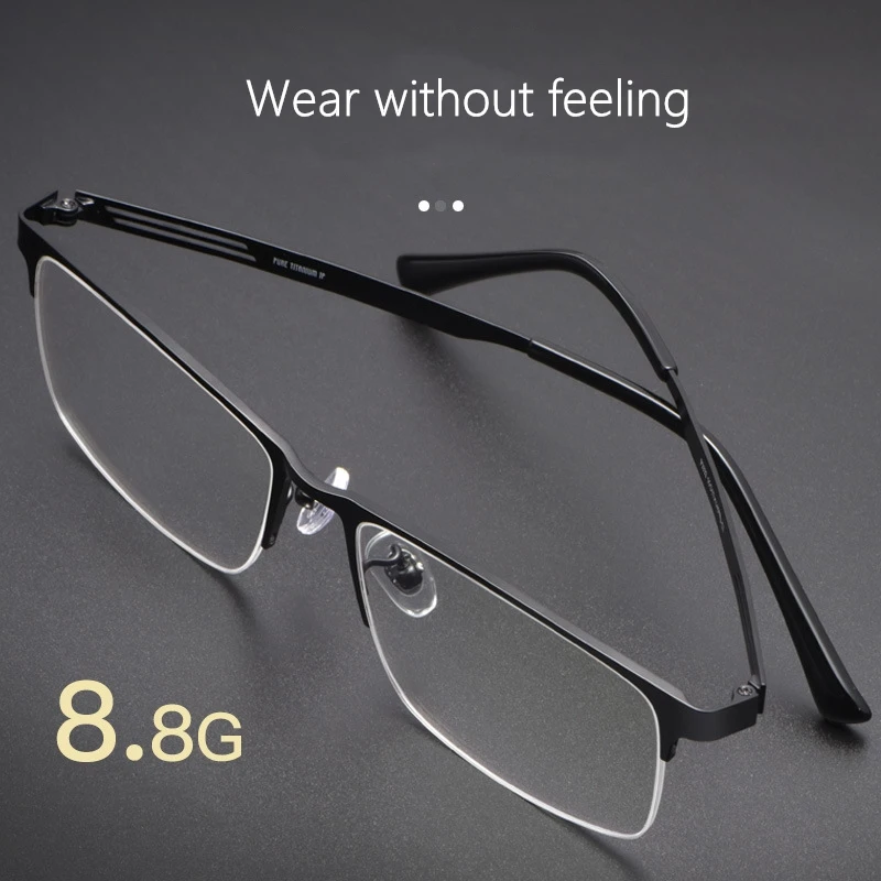 Gryno titano pusė-rėmo akiniai vyrų ultralight didelės kadrų verslo akinių rėmelis paprasta ir madinga, optiniai akiniai F2322 3