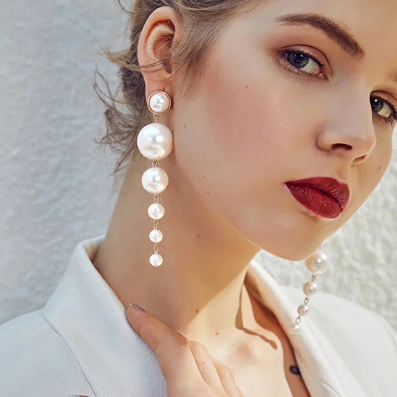 2021 naujų kūrybinių paprasta dydžio dirbtinių perlų ilgai moteriški Auskarai madinga atmosferą, auskarai, papuošalai, aksesuarai, didmeninė 0