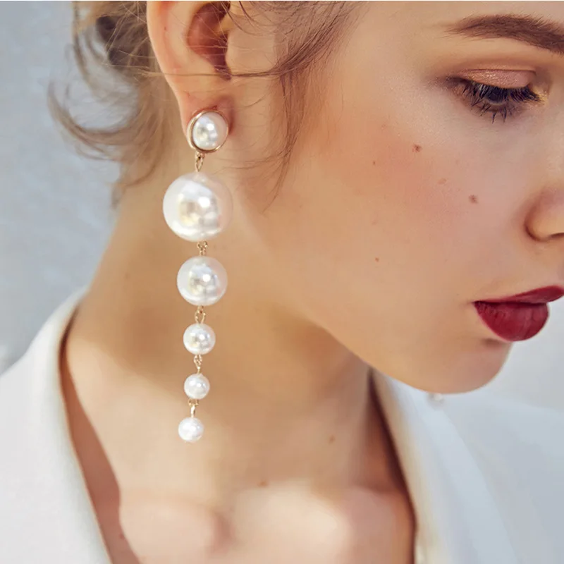 2021 naujų kūrybinių paprasta dydžio dirbtinių perlų ilgai moteriški Auskarai madinga atmosferą, auskarai, papuošalai, aksesuarai, didmeninė 2