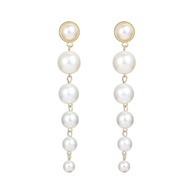 2021 naujų kūrybinių paprasta dydžio dirbtinių perlų ilgai moteriški Auskarai madinga atmosferą, auskarai, papuošalai, aksesuarai, didmeninė 3