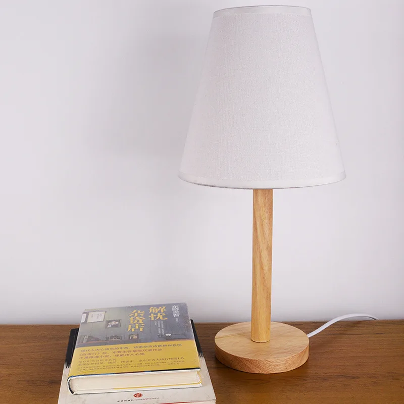 Šiuolaikinės Paprastų Medinių LED Stalo Lempa, Miegamojo Lovos Dekoratyvinis USB Skaitymo Lentelė Naktį Šviesos 3
