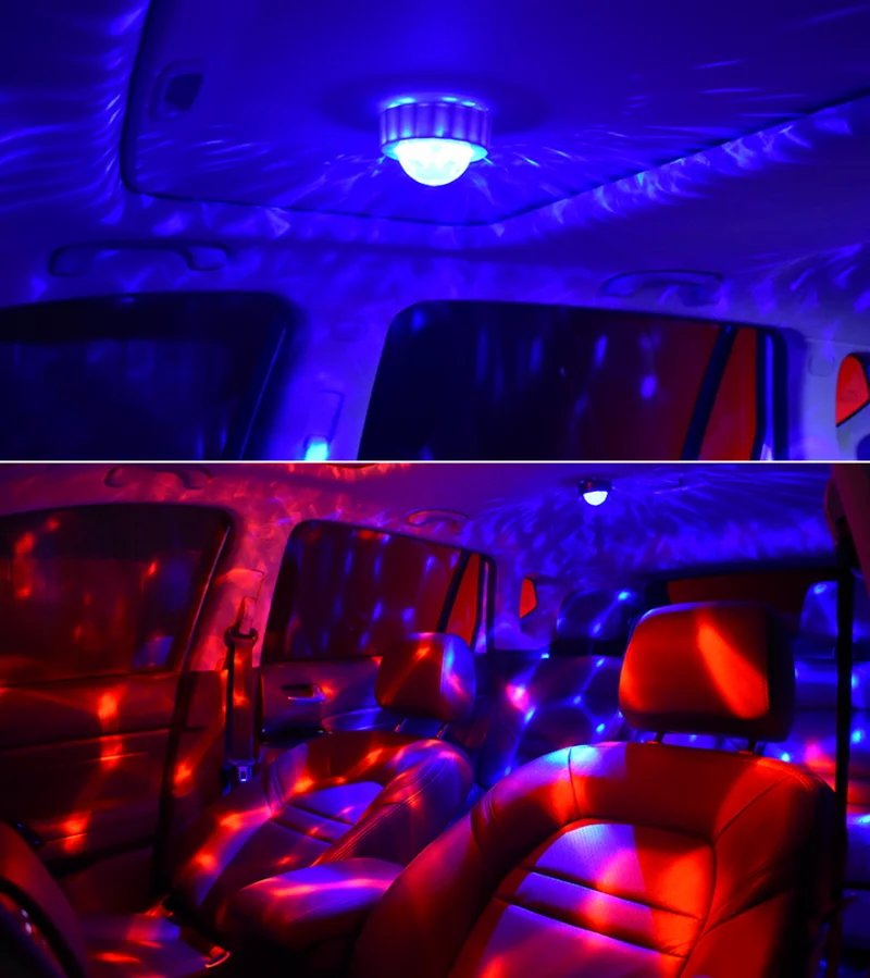 Automobilių Garso Įjungti Rotacijos Diskoteka Kamuolys DJ Atmosfera RGB LED Scenos Šviesos Kalėdų Vestuvių Garso Šalis Garso Valdymo Šviesos 2