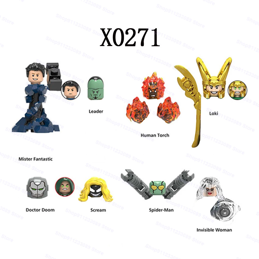 X0271 8pcs/set Ponas Fantastinis Žmogaus Fakelas Loki Surinkti Statyba Blokai, Plytos, Superhero Modelio Duomenys Žaislai, Dovanos Vaikams 0