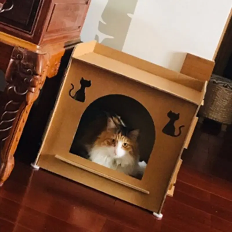 Naminių Kačių Vyriais Kačiuką Katės Namas-formos Lizdą Miega Lovoje Leteną Šlifavimo Kramtyti Žaislas 0