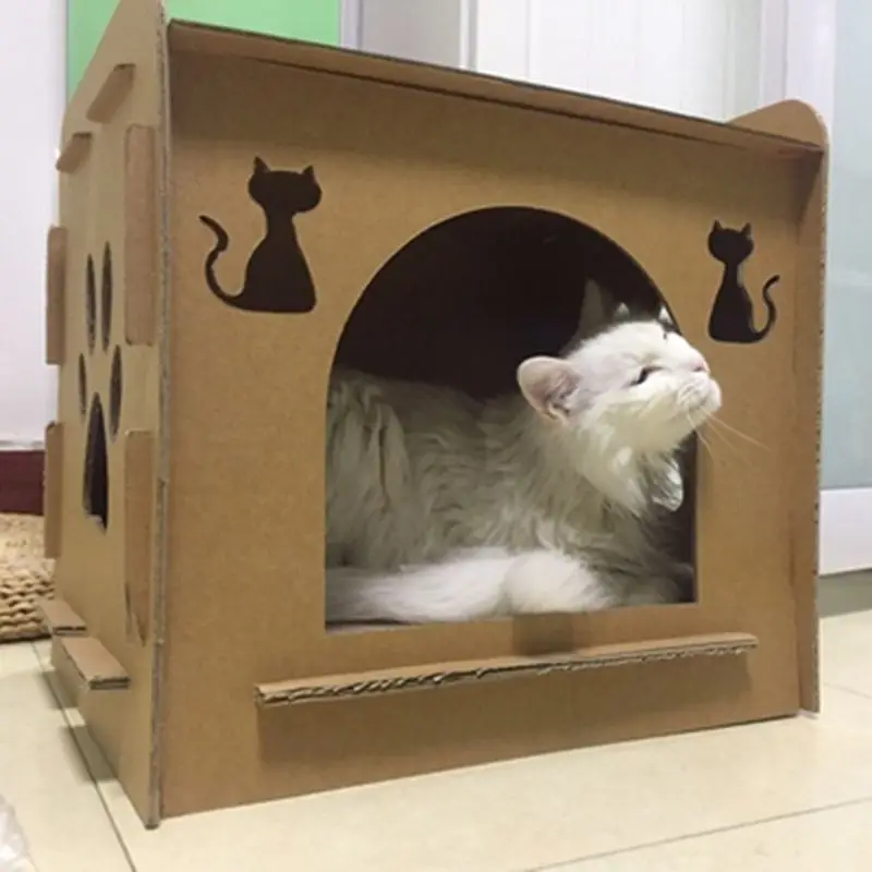 Naminių Kačių Vyriais Kačiuką Katės Namas-formos Lizdą Miega Lovoje Leteną Šlifavimo Kramtyti Žaislas 5