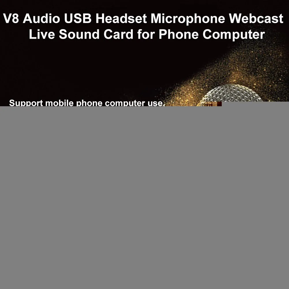 Audio USB Išorinį Garso Korta Ausines Mikrofono Transliacija Asmens Pramogų Streamer Live Transliacijos iš KOMPIUTERIO, Telefono, Kompiuterio 1