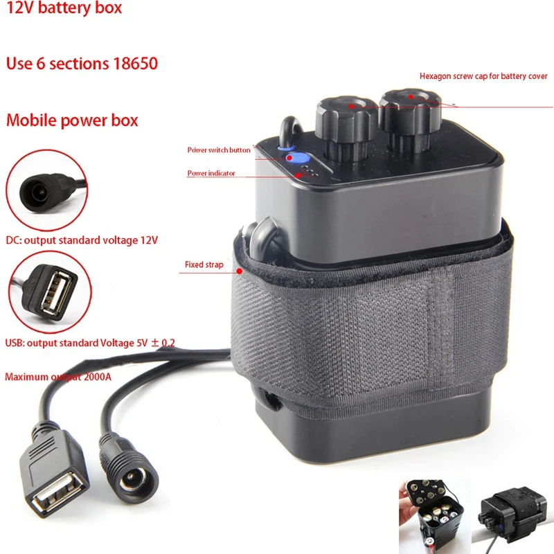 Atsparus vandeniui PASIDARYK pats 6X 18650 Baterija Atveju Dėžutės Dangtelis su 12V DC ir USB Maitinimo Dviratį LED Šviesos Mobilųjį Telefoną Maršrutizatorius 4
